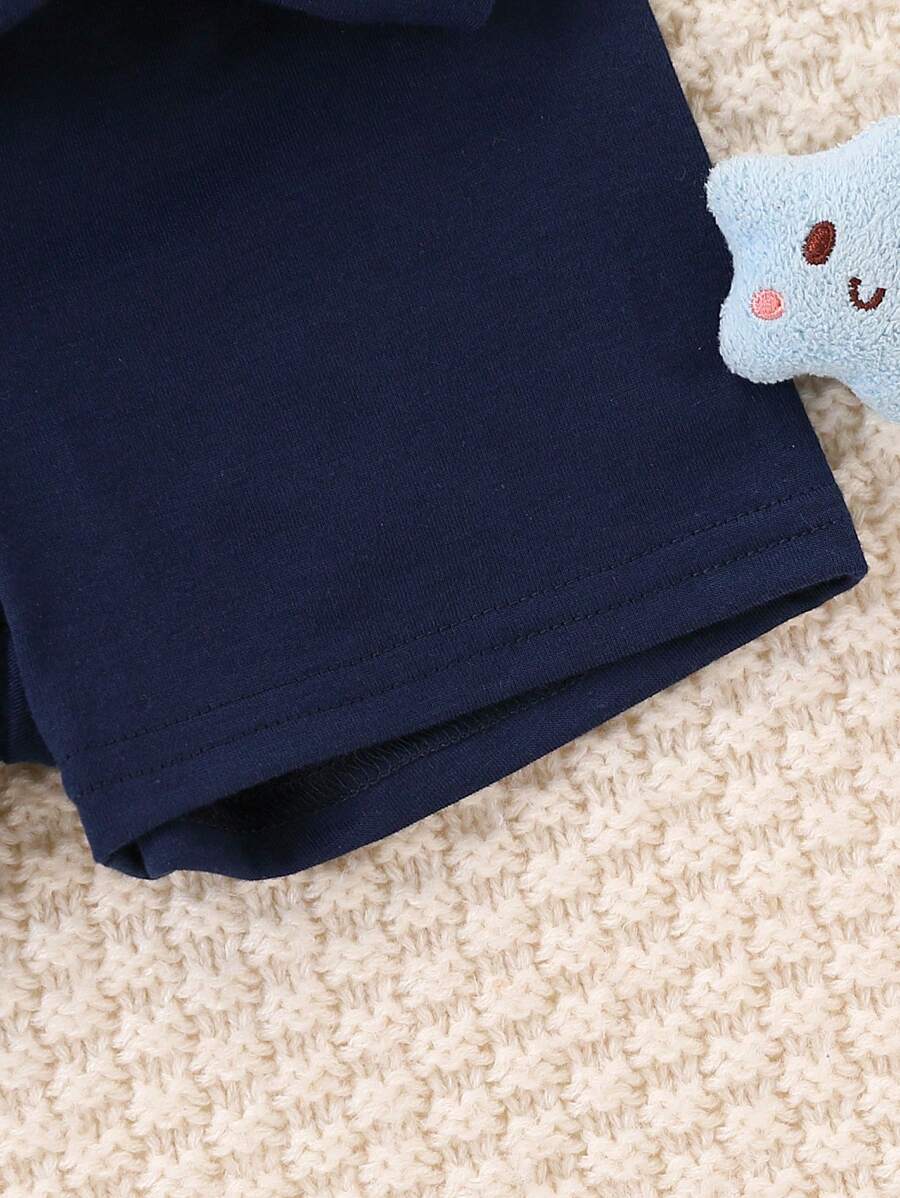 Playful Pals Baby Boy Letter Embroidery Polo and Shorts for Daily Wear