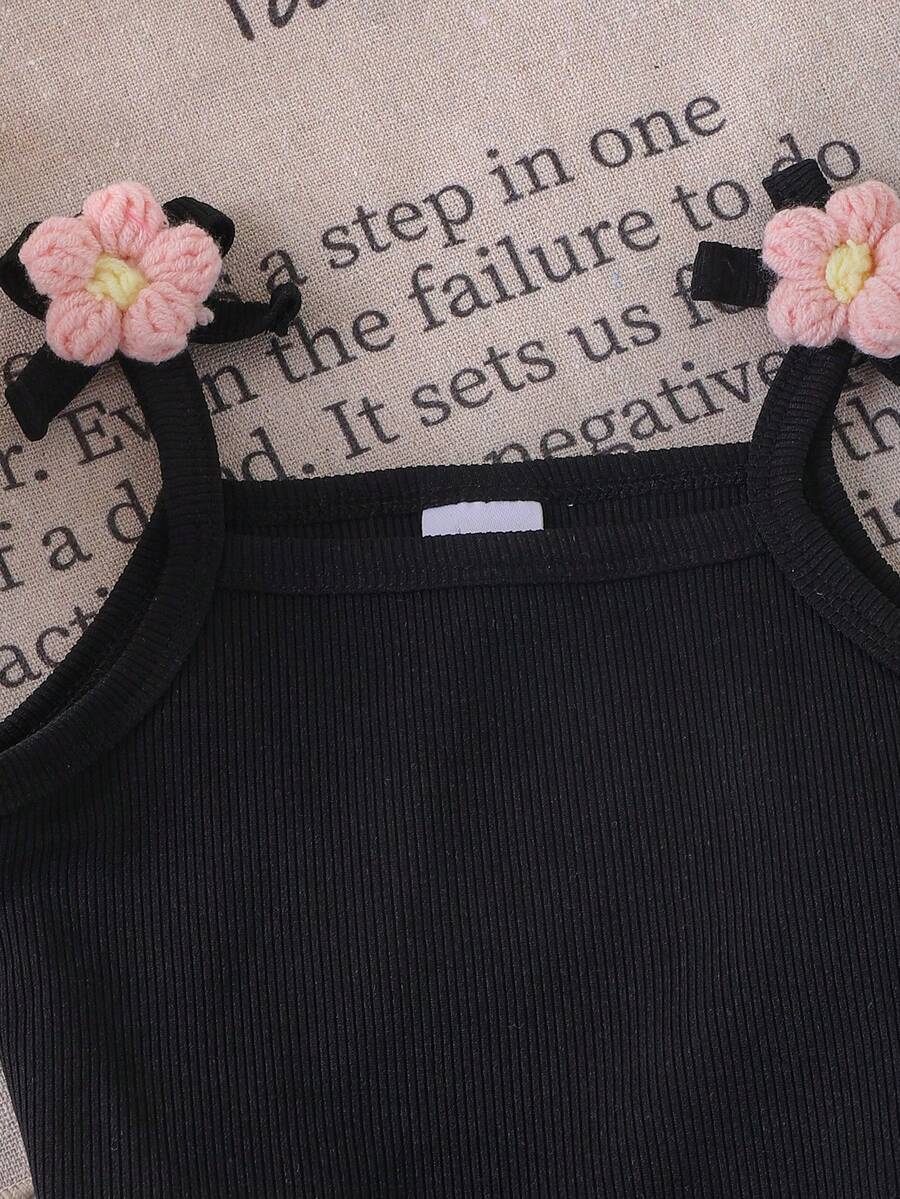 Sweet Floral Print Camisole and Layered Ruffle Pants Set for Toddler Girls