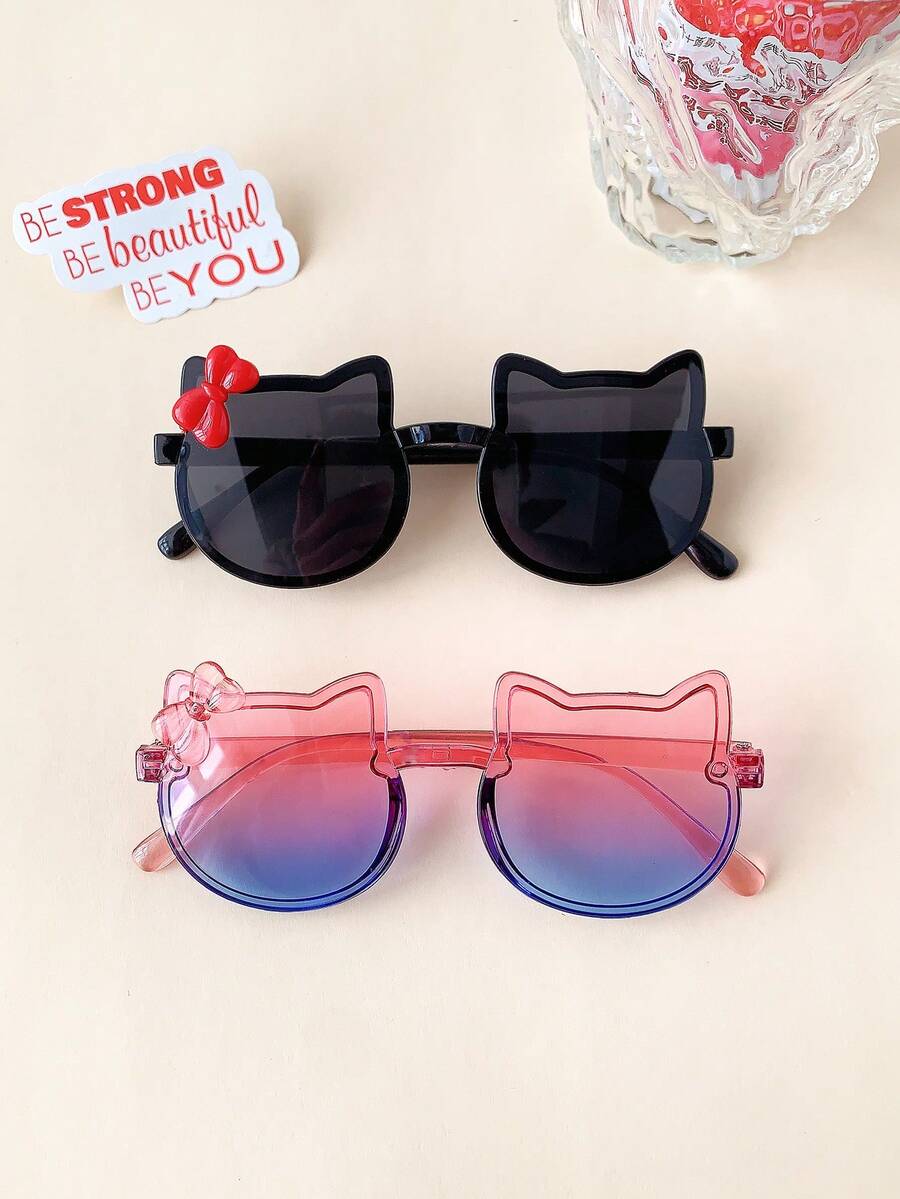 Double Color Cat Bowknot Fashion Glasses for Kids Accessories