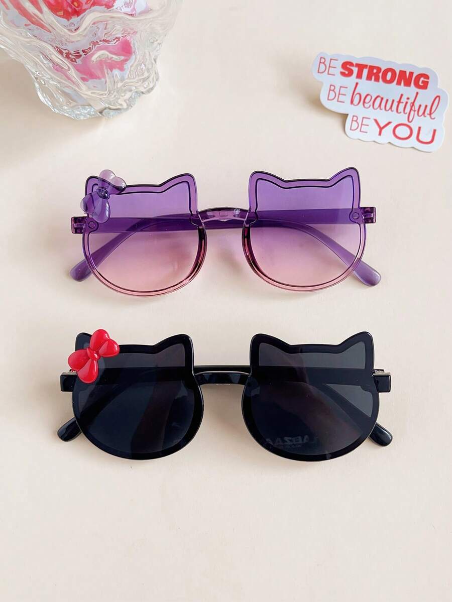 Double Color Cat Bowknot Fashion Glasses for Kids Accessories