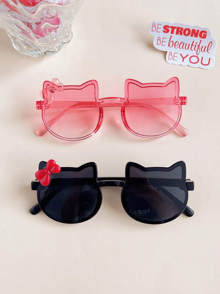 Double Color Cat Bowknot Fashion Glasses for Kids Accessories