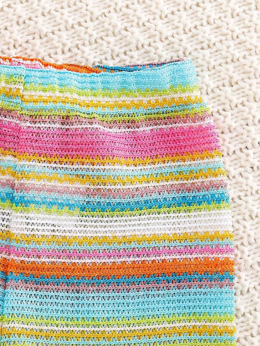 Striped Knit Camisole And Shorts Set For Baby Girls Summer Vacation Wear