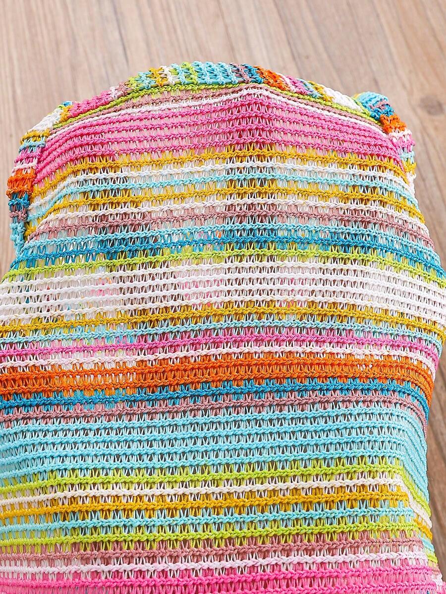 Striped Knit Camisole And Shorts Set For Baby Girls Summer Vacation Wear