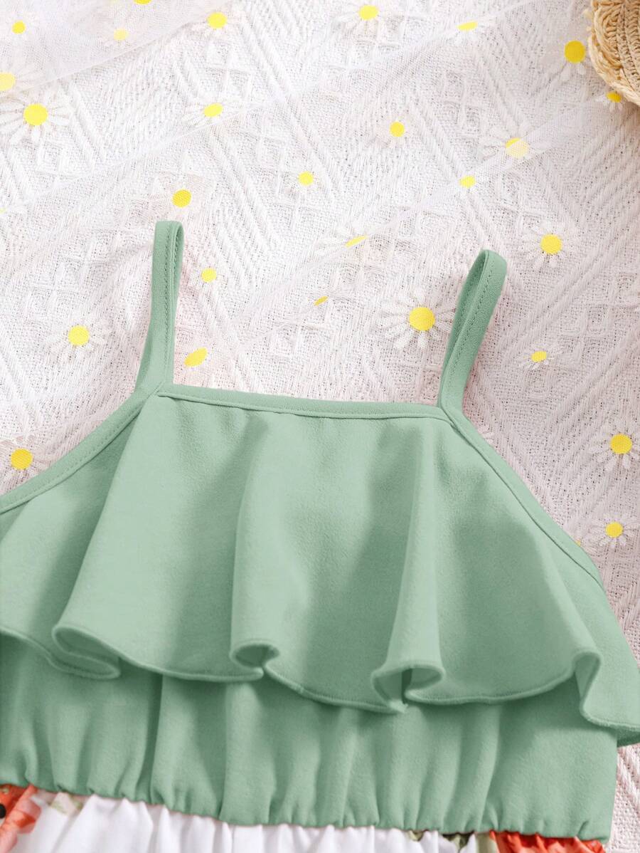 Baby Girl Floral Print Summer Jumpsuit Casual Sleeveless Outfit