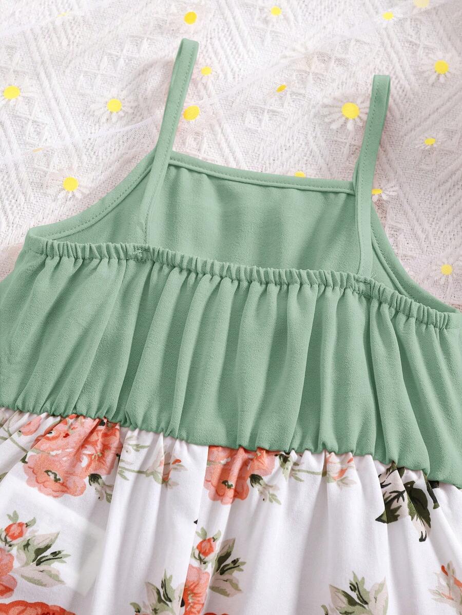 Baby Girl Floral Print Summer Jumpsuit Casual Sleeveless Outfit