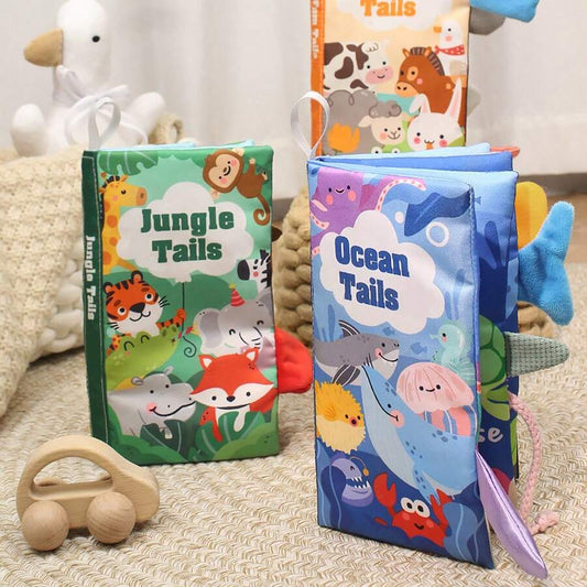 Baby Sensory Cloth Book with Crinkle Paper and Sound 3D Montessori Early Learning Toy for Babies