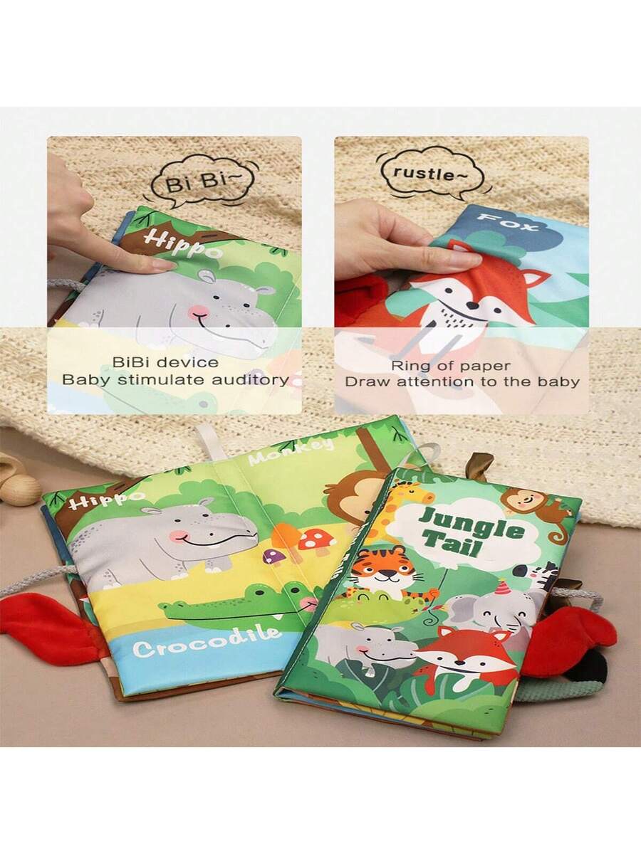 Baby Sensory Cloth Book with Crinkle Paper and Sound 3D Montessori Early Learning Toy for Babies