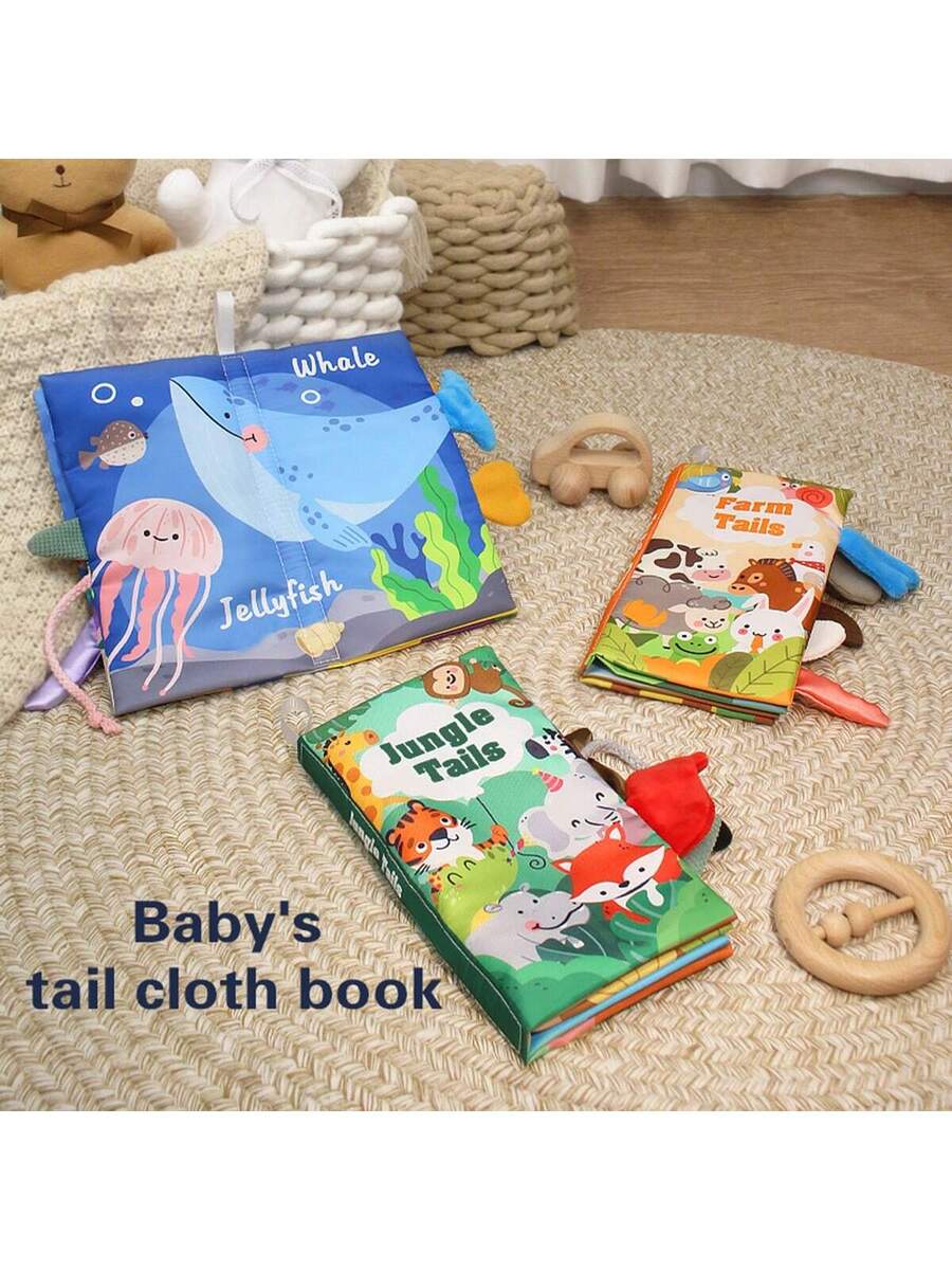 Baby Sensory Cloth Book with Crinkle Paper and Sound 3D Montessori Early Learning Toy for Babies