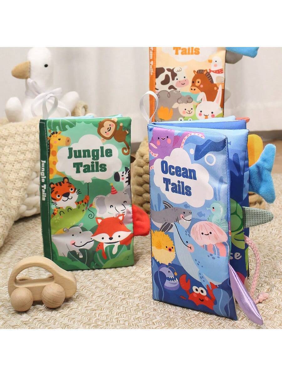 Baby Sensory Cloth Book with Crinkle Paper and Sound 3D Montessori Early Learning Toy for Babies
