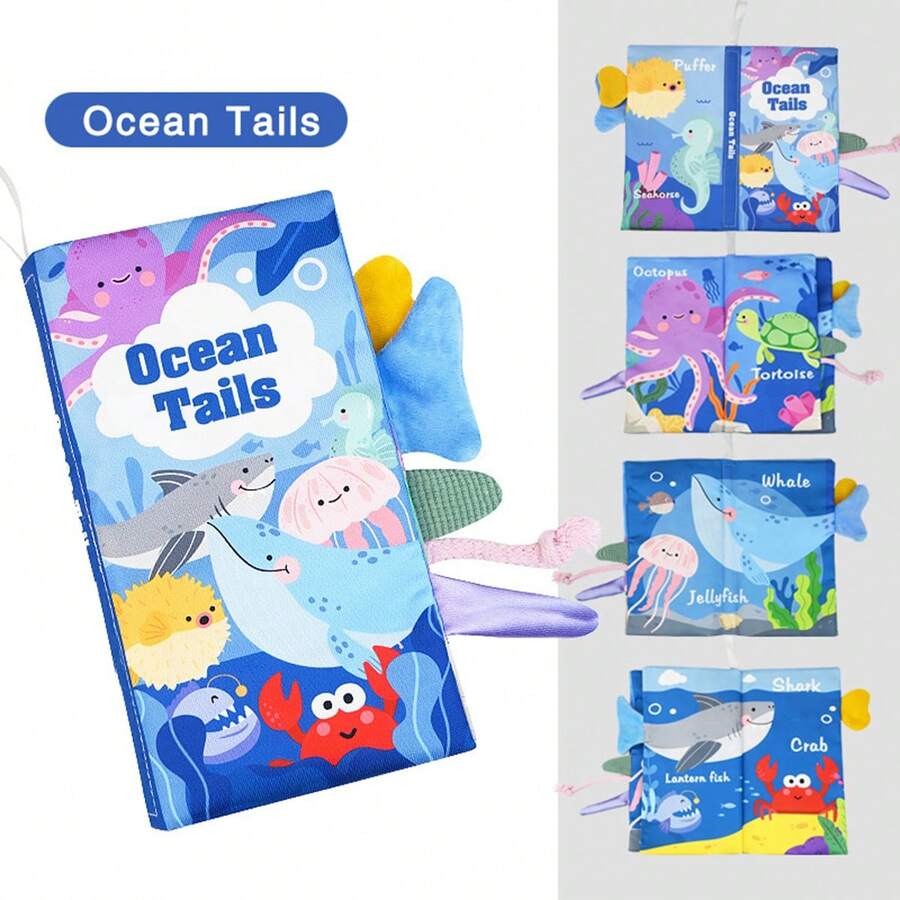 Baby Sensory Cloth Book with Crinkle Paper and Sound 3D Montessori Early Learning Toy for Babies