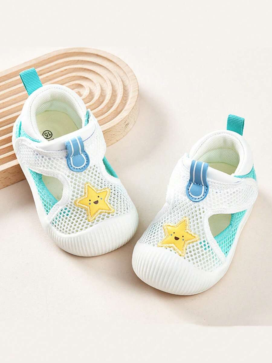 Kids Rainbow Cloud Mesh Sneakers Breathable Hook and Loop Anti Slip Casual Sports Shoes