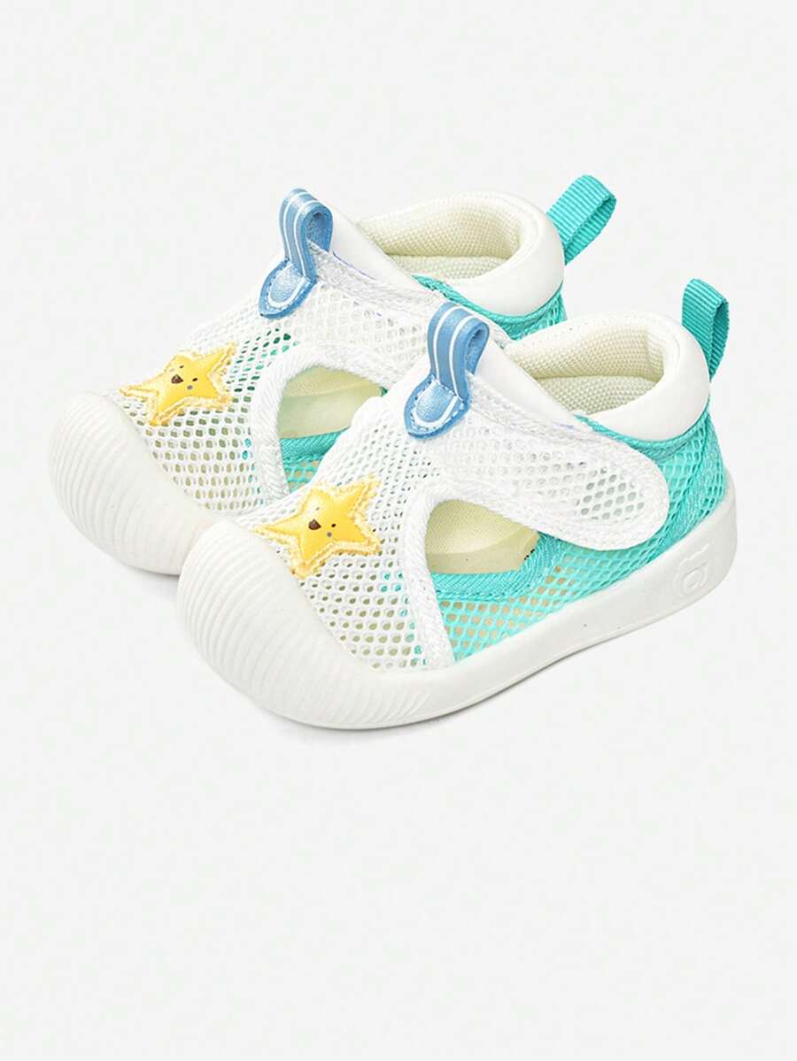 Kids Rainbow Cloud Mesh Sneakers Breathable Hook and Loop Anti Slip Casual Sports Shoes