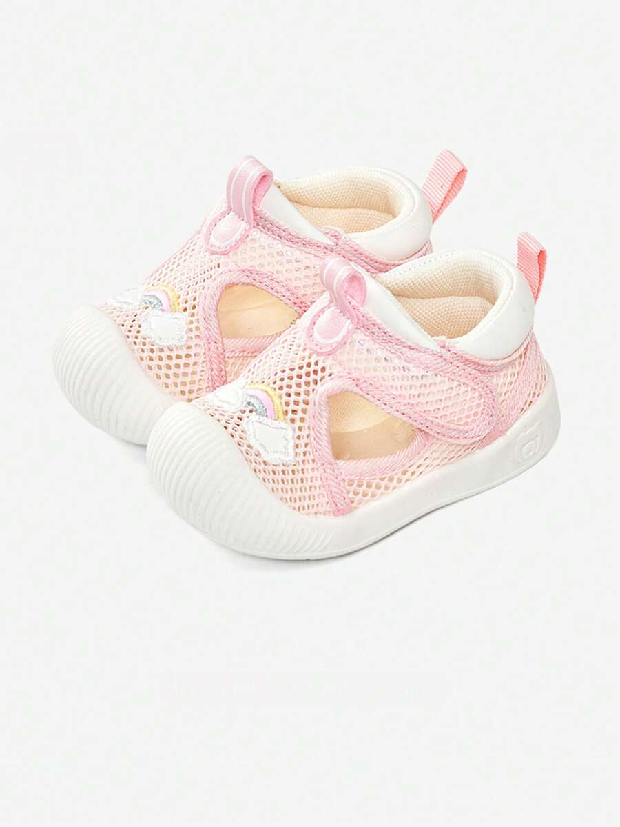 Kids Rainbow Cloud Mesh Sneakers Breathable Hook and Loop Anti Slip Casual Sports Shoes