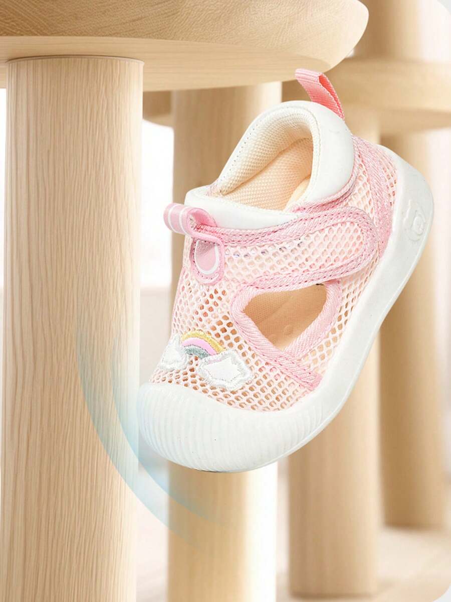 Kids Rainbow Cloud Mesh Sneakers Breathable Hook and Loop Anti Slip Casual Sports Shoes