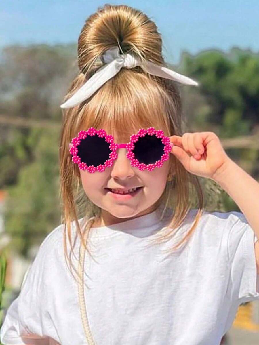 2/3Pcs Kids Flower Fashion Glasses Set – Cute Colorful Eyewear, Personalized Toddler Girls & Boys Casual Sunglasses