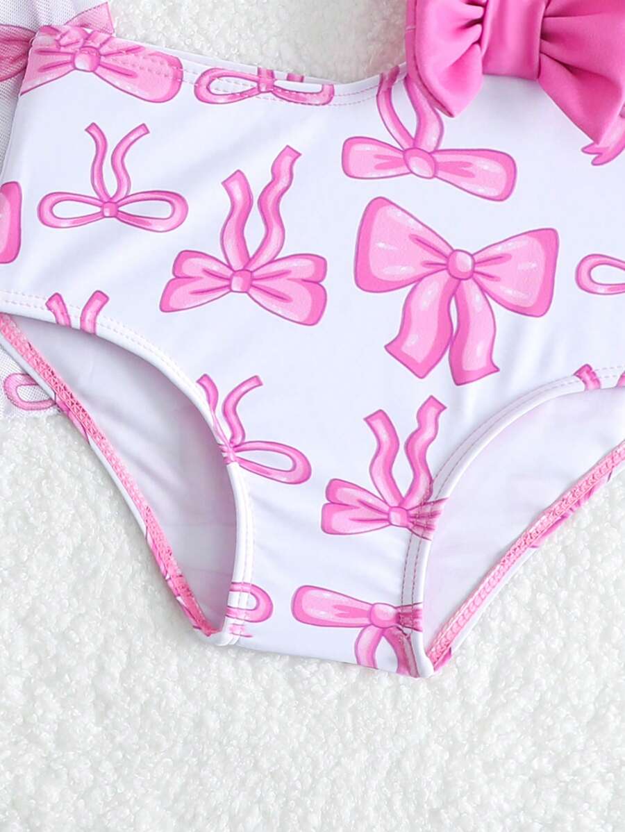 Summer Beach Outfit For Little Girls With Palm Print Swimsuit And Cover Up