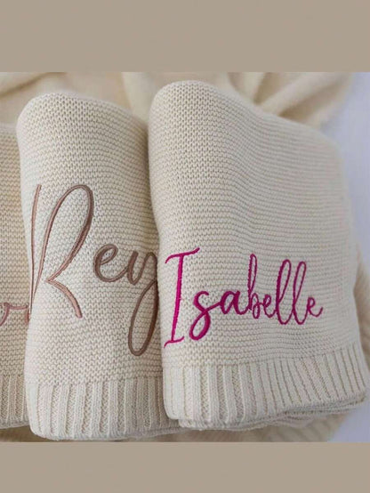 Personalized Kids Knitted Blanket – Custom Name Stroller & Nap Blanket