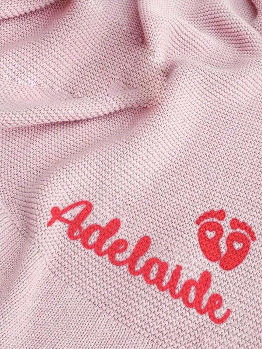 Personalized Kids Knitted Blanket – Custom Name Stroller & Nap Blanket