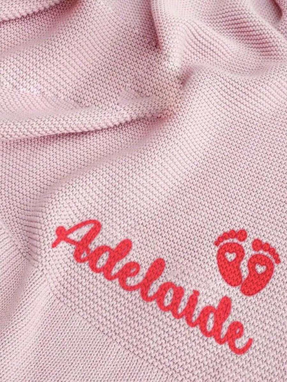Personalized Kids Knitted Blanket – Custom Name Stroller & Nap Blanket