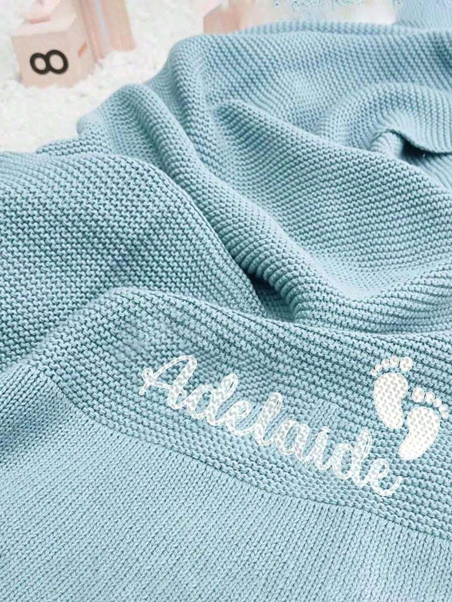 Personalized Kids Knitted Blanket – Custom Name Stroller & Nap Blanket