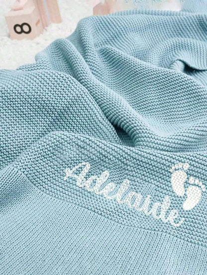Personalized Kids Knitted Blanket – Custom Name Stroller & Nap Blanket