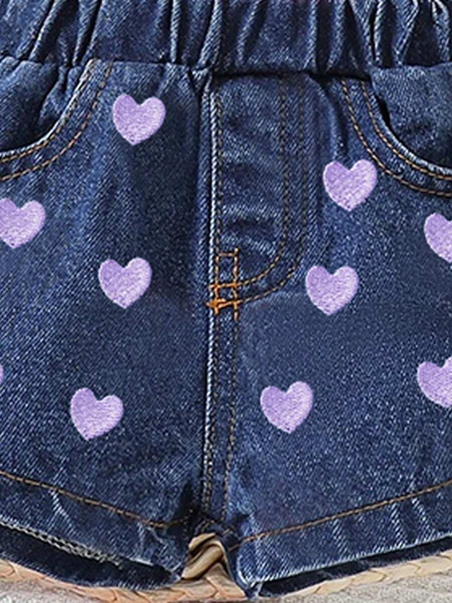 Infant Girls 2pcs Casual Denim Top & Bow Decor Jeans Set