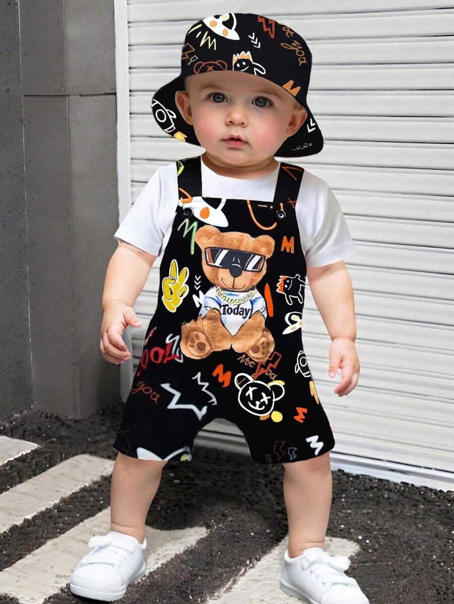 Cute One Piece Shorts Romper For Toddler Boys Summer Street Fashion Outfit