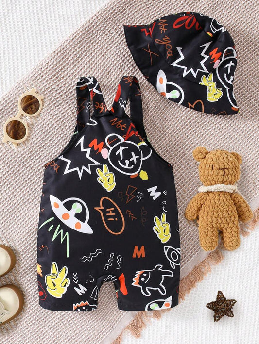 Cute One Piece Shorts Romper For Toddler Boys Summer Street Fashion Outfit