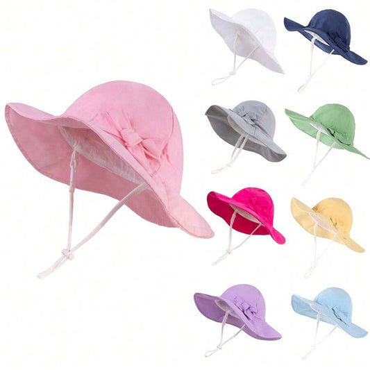 Adjustable Bow Decor Sun Hat for Toddlers and Kids Outdoor Wear
