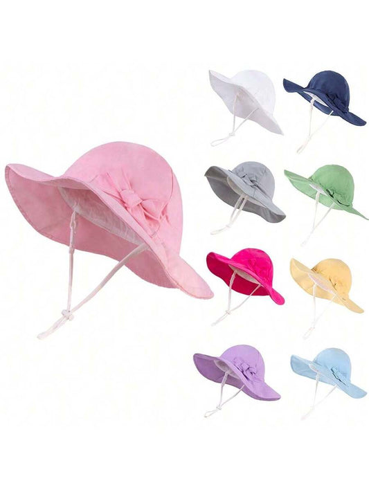 Adjustable Bow Decor Sun Hat for Toddlers and Kids Outdoor Wear