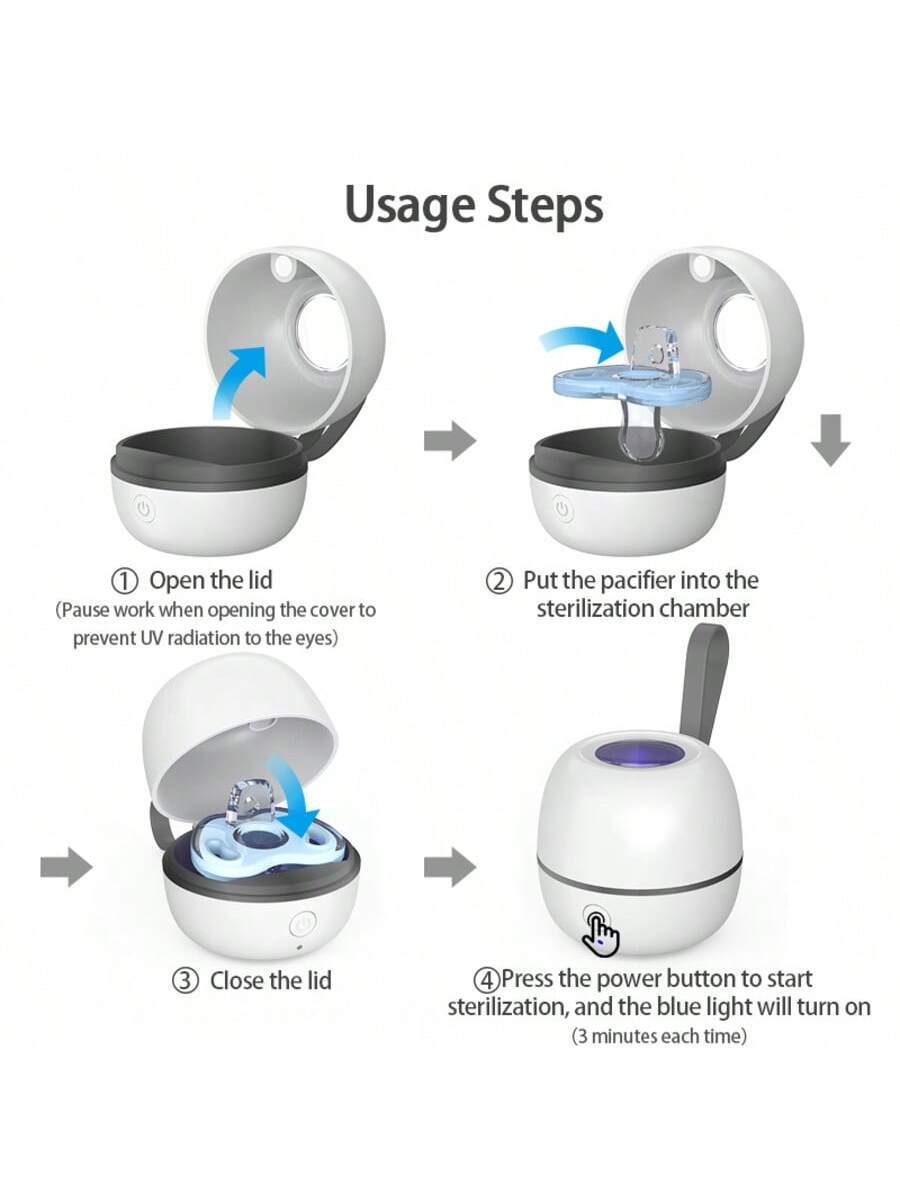 Portable UV Pacifier Sterilizer Case Rechargeable Disinfection Storage Box for Baby and Travel Essentials