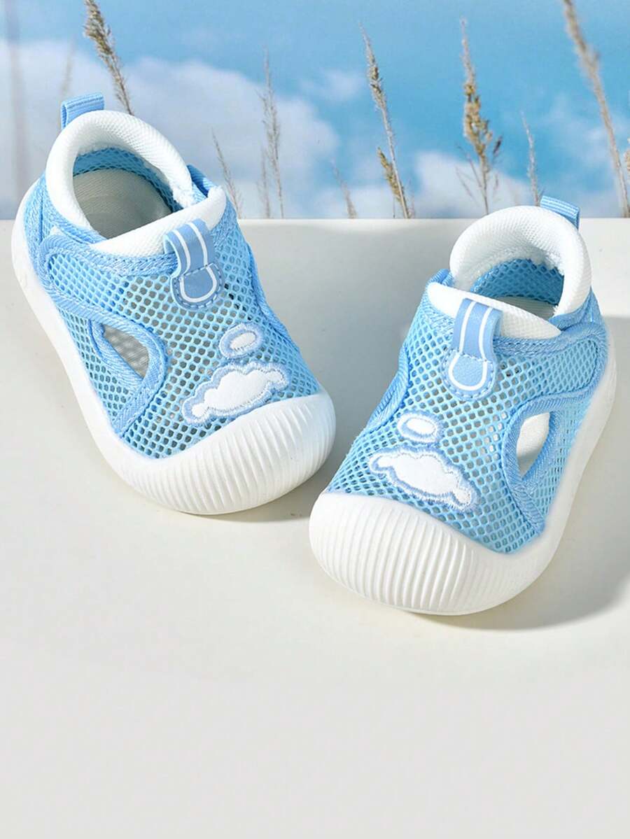 Kids Rainbow Cloud Mesh Sneakers Breathable Hook and Loop Anti Slip Casual Sports Shoes