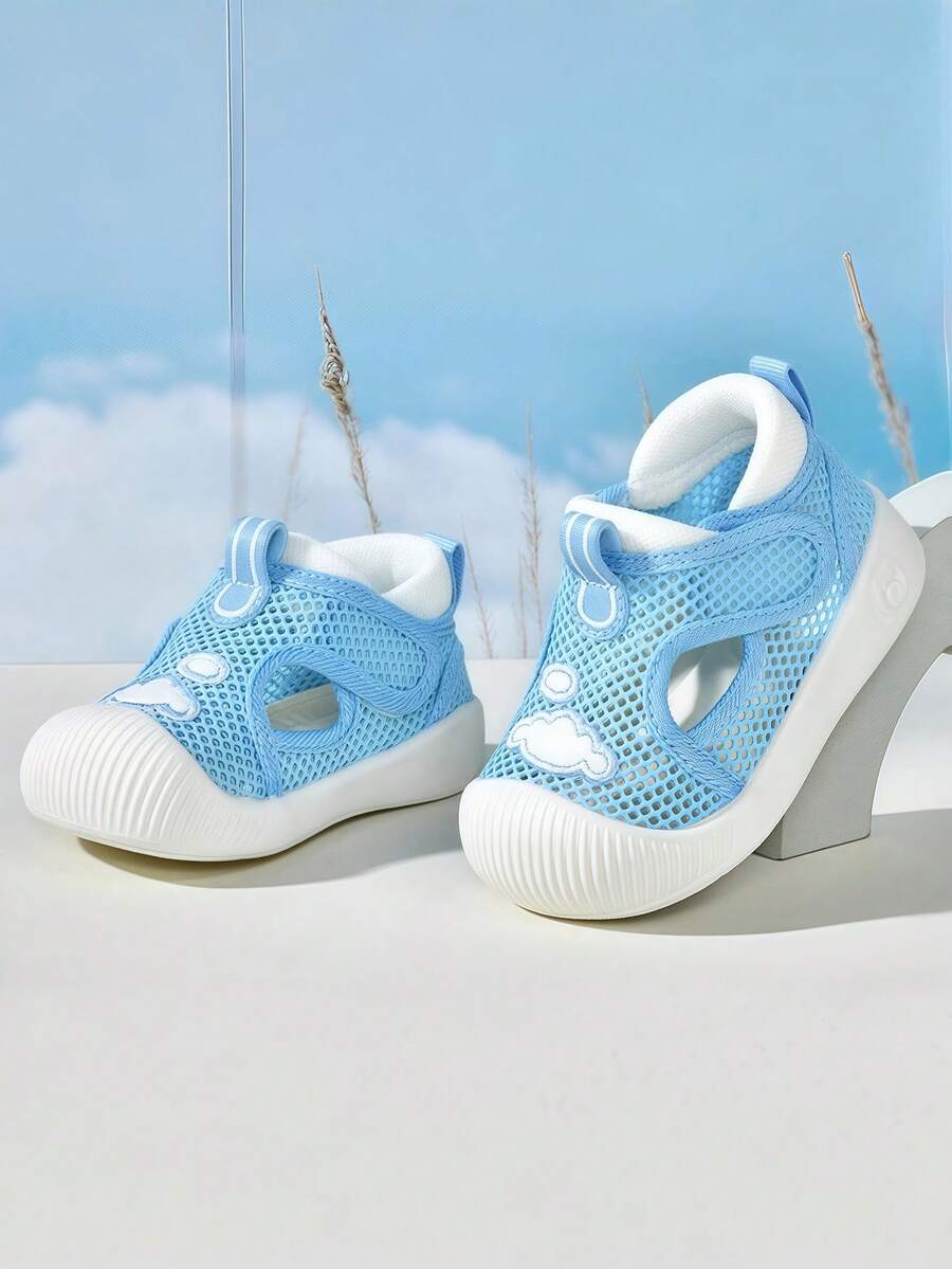 Kids Rainbow Cloud Mesh Sneakers Breathable Hook and Loop Anti Slip Casual Sports Shoes