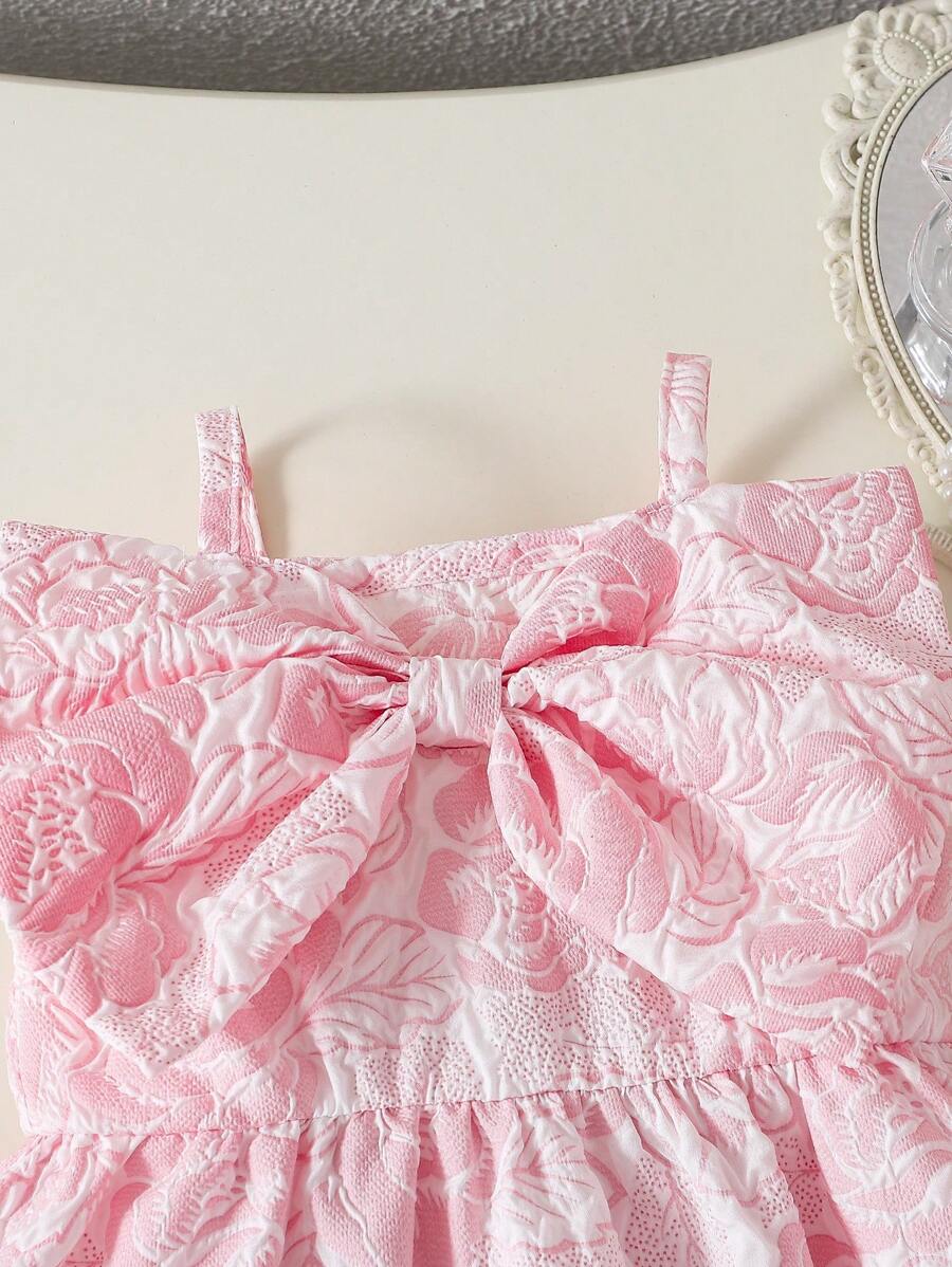 Toddler Girl 1-Piece Sleeveless Dress with Bow Decor for Summer
