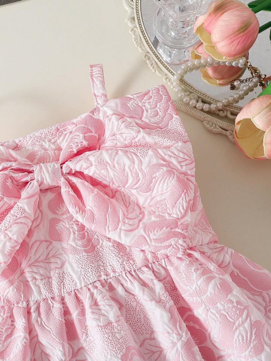 Toddler Girl 1-Piece Sleeveless Dress with Bow Decor for Summer