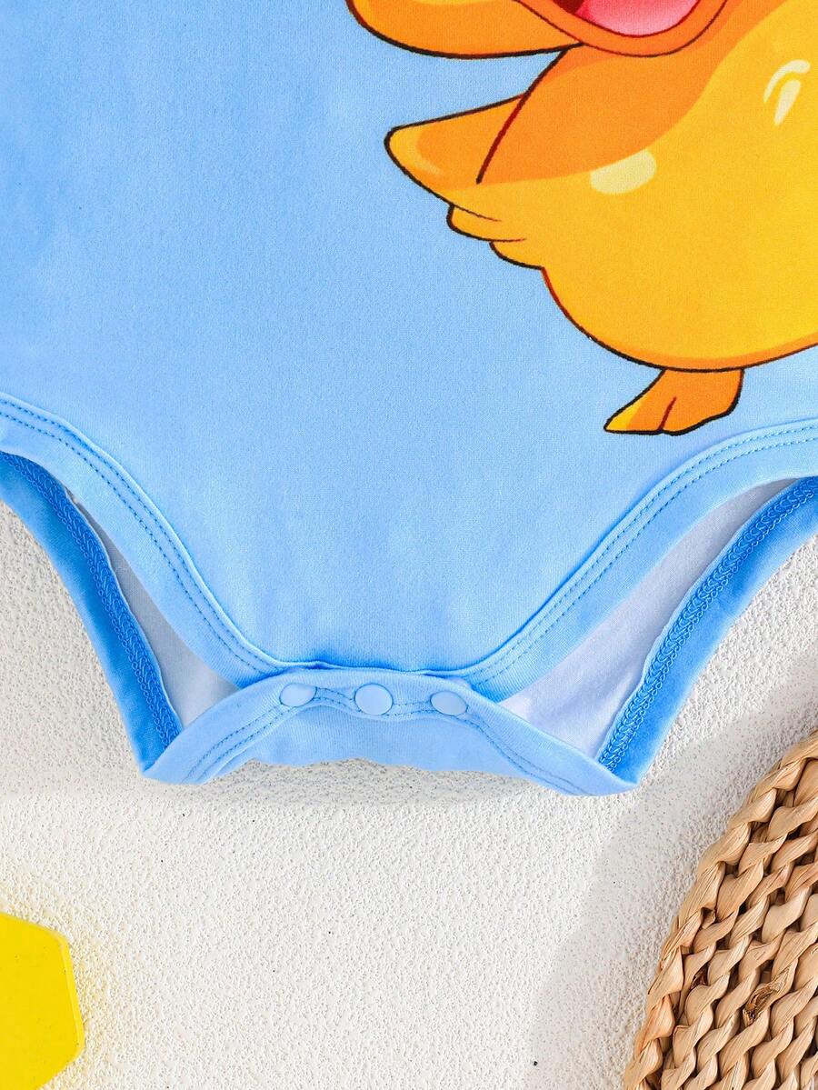 Infant Cute Duckling Graphic Short Sleeve Outfits Summer New Arrival Bodysuit