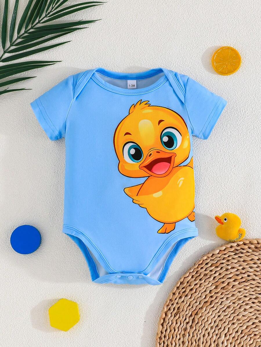 Infant Cute Duckling Graphic Short Sleeve Outfits Summer New Arrival Bodysuit
