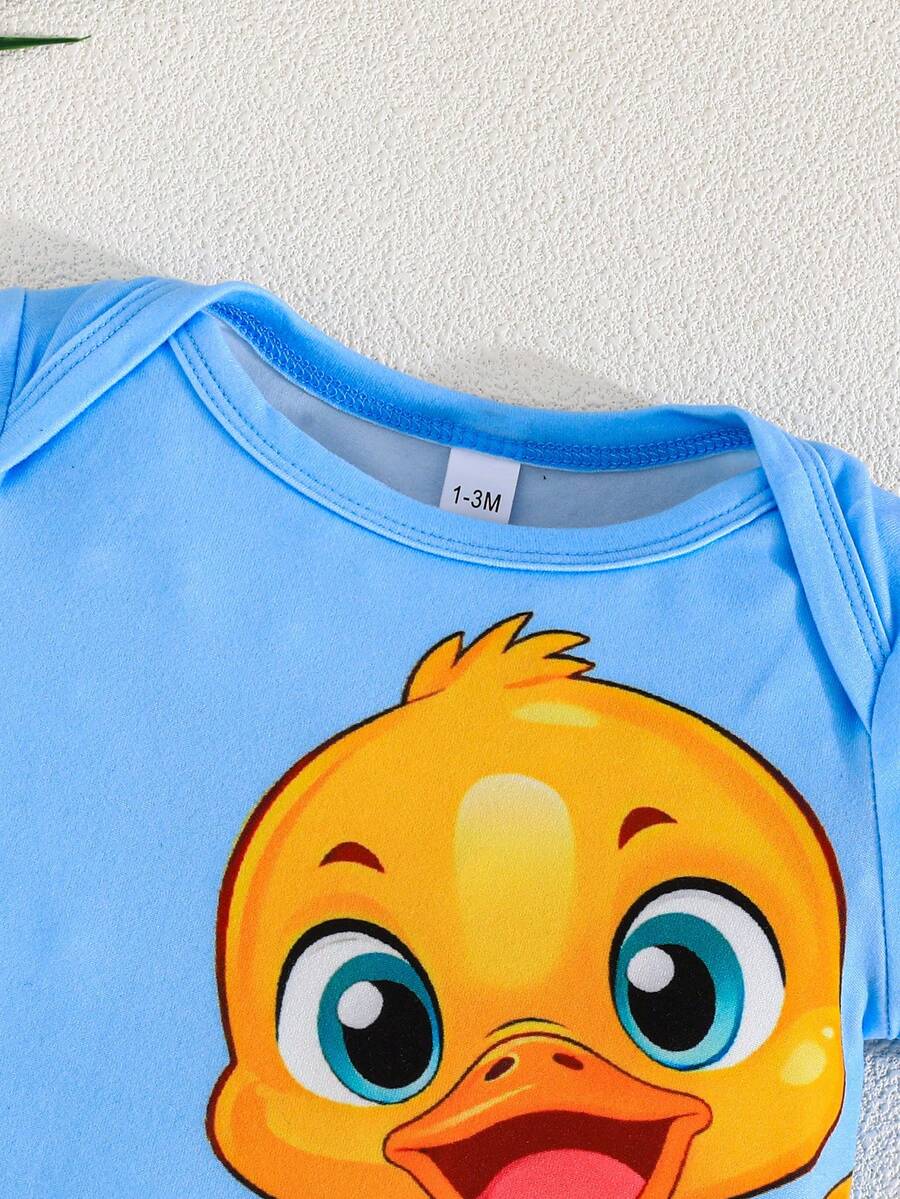 Infant Cute Duckling Graphic Short Sleeve Outfits Summer New Arrival Bodysuit