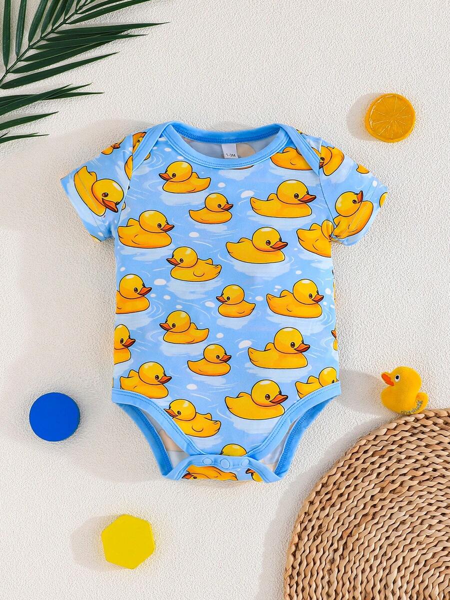 Unisex Newborn Baby Dinosaur Print Short Sleeve Romper 3 Piece Casual Summer Outfit Set