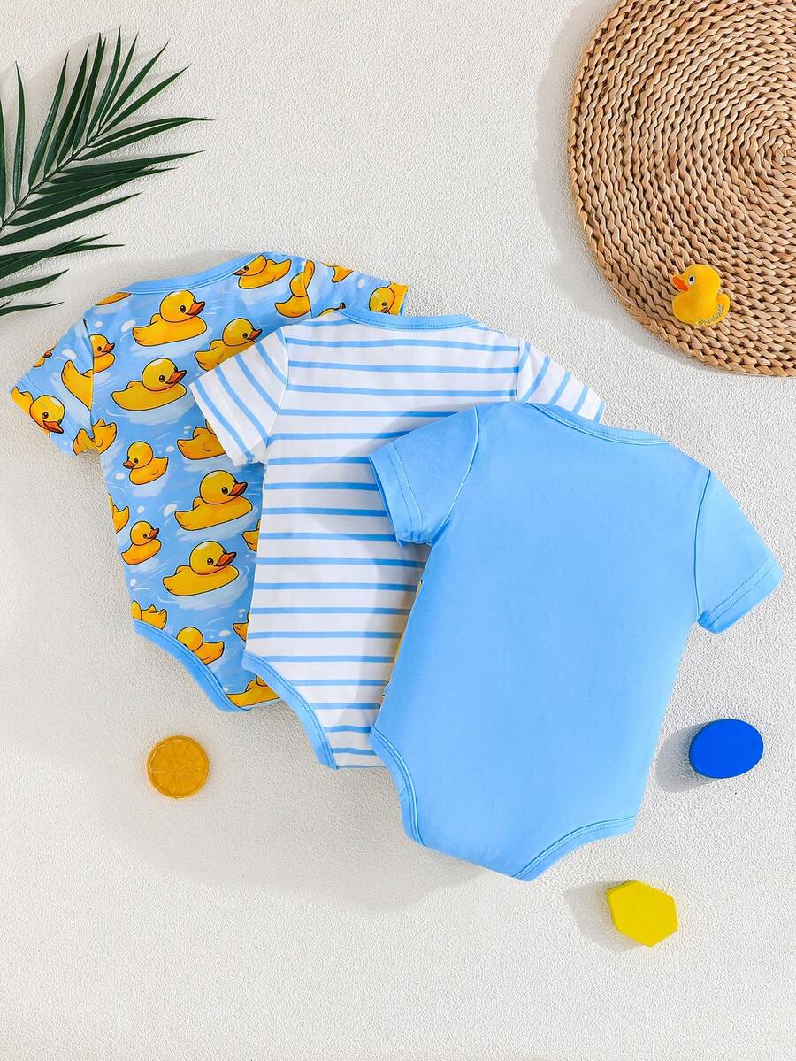 Infant Cute Duckling Graphic Short Sleeve Outfits Summer New Arrival Bodysuit