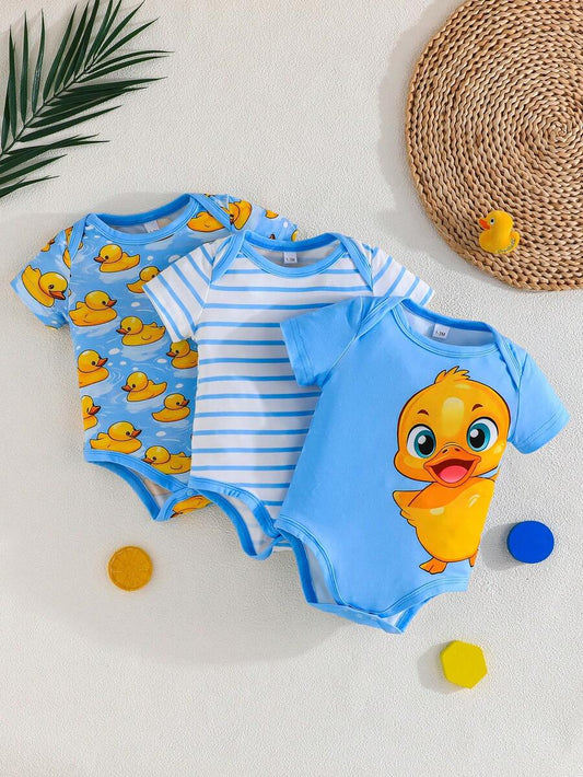 Infant Cute Duckling Graphic Short Sleeve Outfits Summer New Arrival Bodysuit