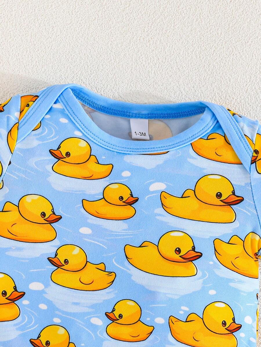Infant Cute Duckling Graphic Short Sleeve Outfits Summer New Arrival Bodysuit