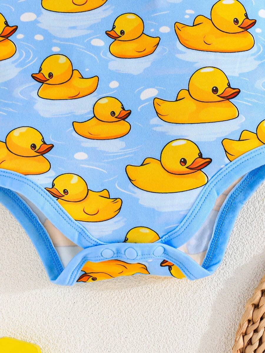 Infant Cute Duckling Graphic Short Sleeve Outfits Summer New Arrival Bodysuit
