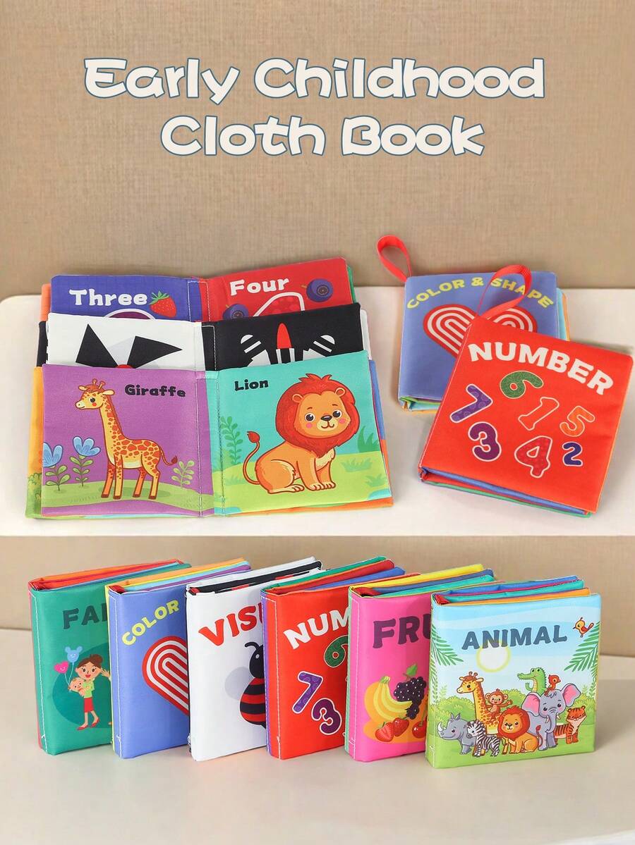 Montessori Baby Cloth Books Washable Tear Resistant Sensory Learning Book Set for Toddlers Early Education Toy Gift