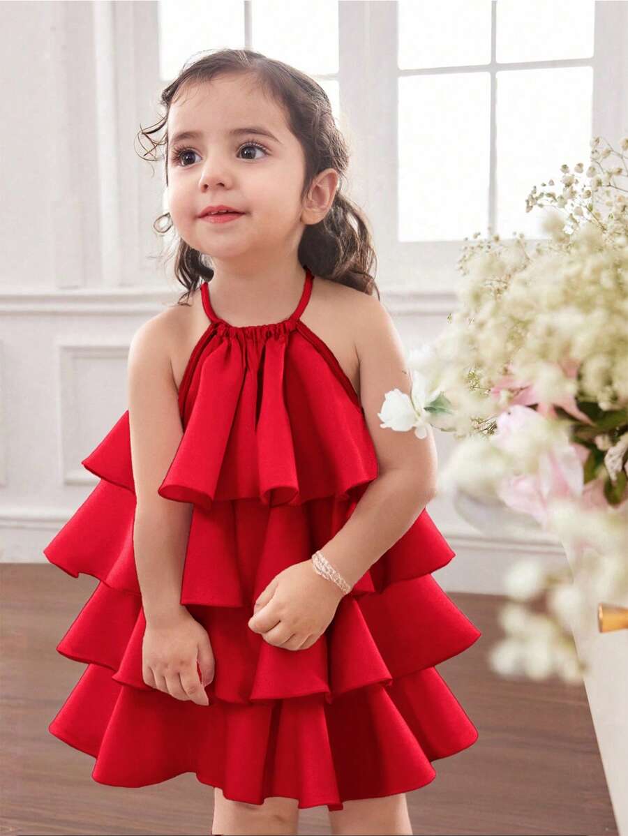 Toddler Girls Sleeveless Floral Sundress With Ruffle Detail Cute Party Wear