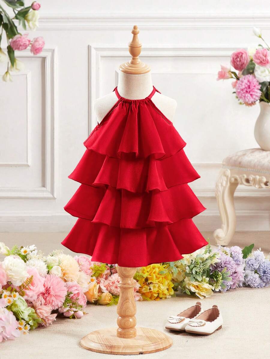 Toddler Girls Sleeveless Floral Sundress With Ruffle Detail Cute Party Wear