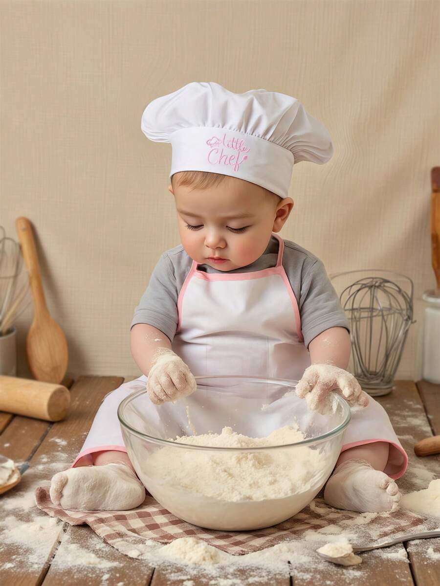 Baby Boy Chef Hat and Apron Photography Outfit Set for Newborn Photoshoots