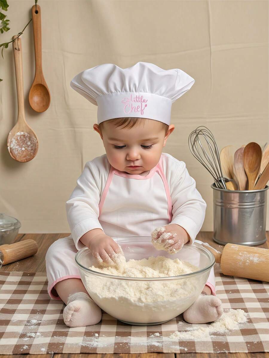 Baby Boy Chef Hat and Apron Photography Outfit Set for Newborn Photoshoots