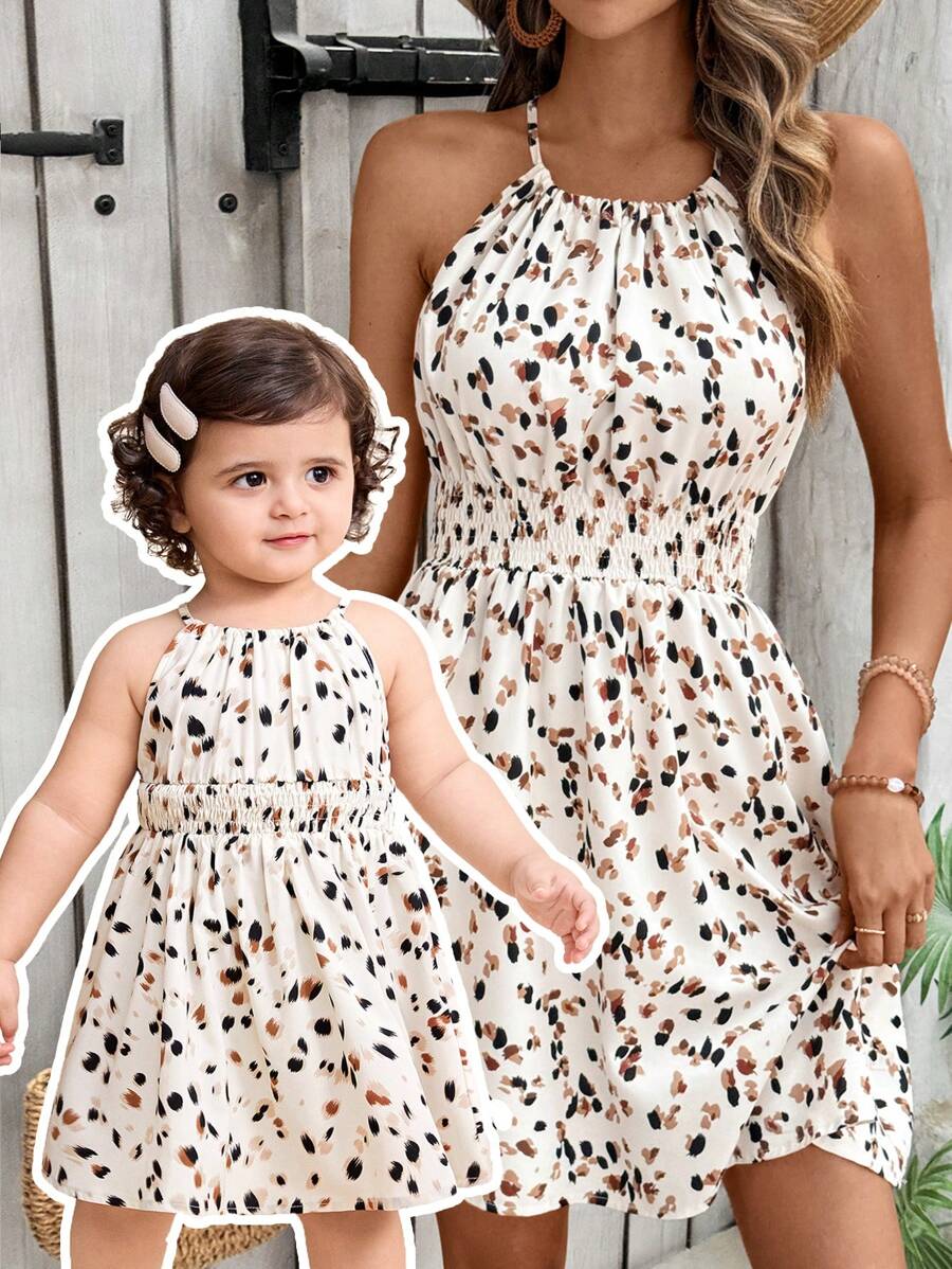 Baby Girl Leopard Print Sleeveless Dress Cute Summer Vacation Outfit Mommy and Me Matching Look