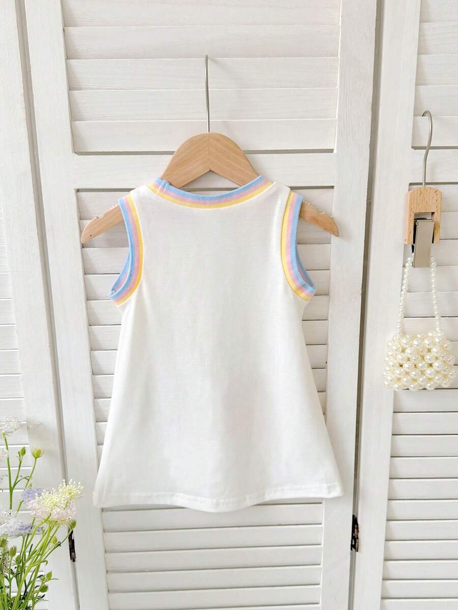Little Girls Sleeveless Round Neck Dress Minimalist Summer Casual Outfit